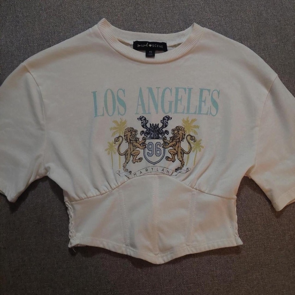 Cream Cropped Sweatshirt by